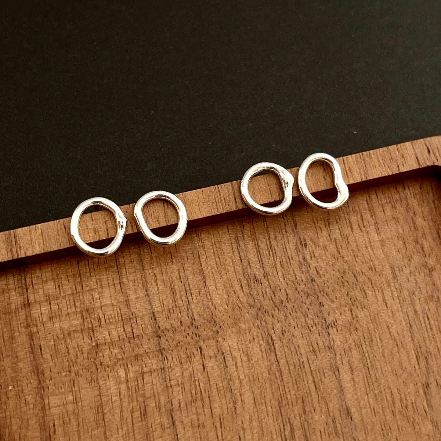 Handmade Fused Argentium Silver Earrings – Organic Shaped Ear Studs