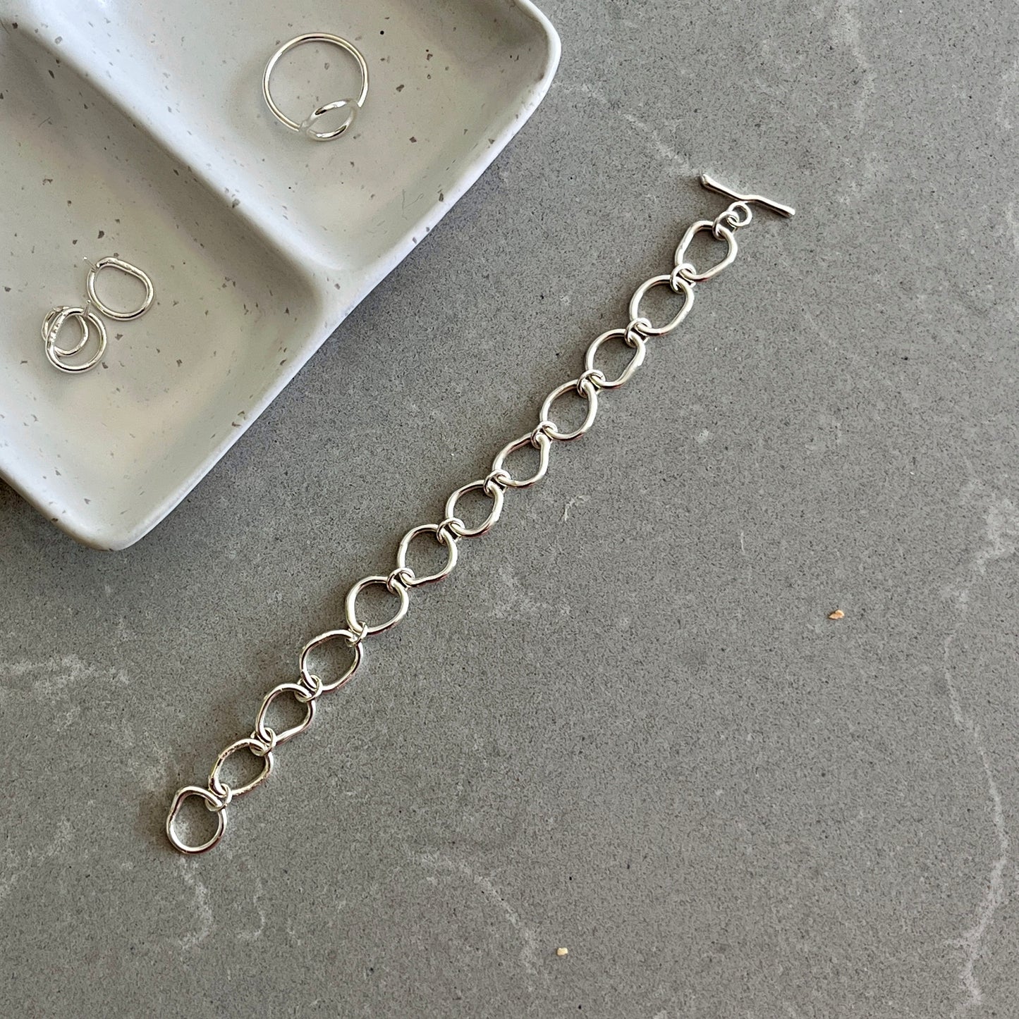 Artisan Fused Argentium Silver Chunky Bracelet – Handmade Organic Statement Jewelry