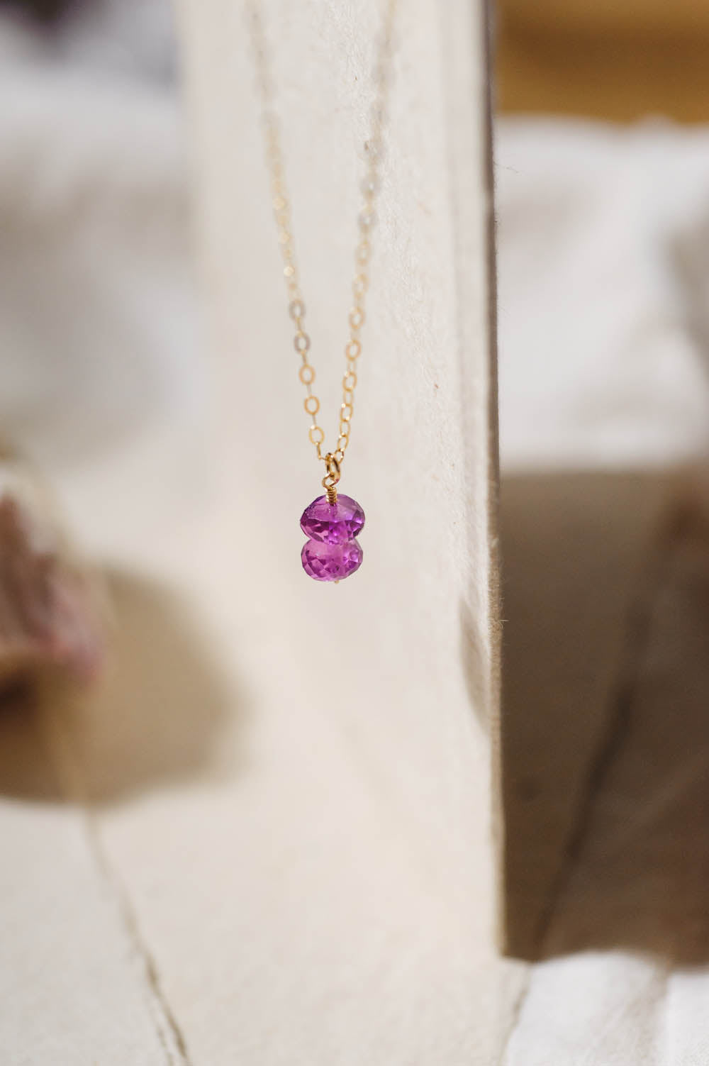 Double Pink Sapphire Bead Necklace | 14k Gold Filled | LoveGem Studio image 1