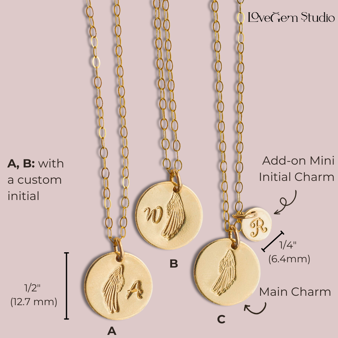 Angel Wing Charm Necklace | 14k Gold Filled | LoveGem Studio image 3