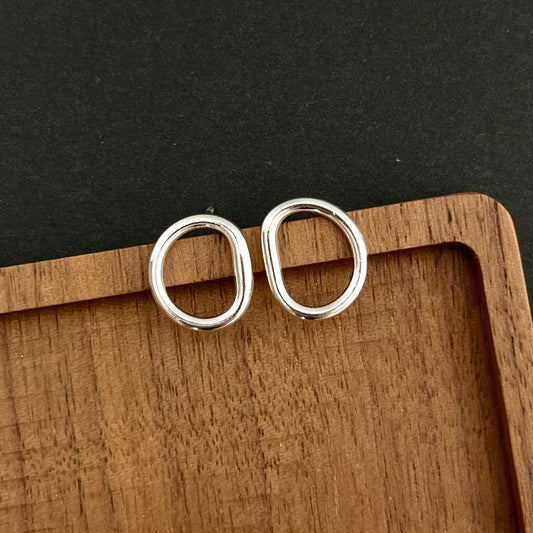 Handmade Fused Argentium Silver Earrings – Organic Shaped Ear Studs