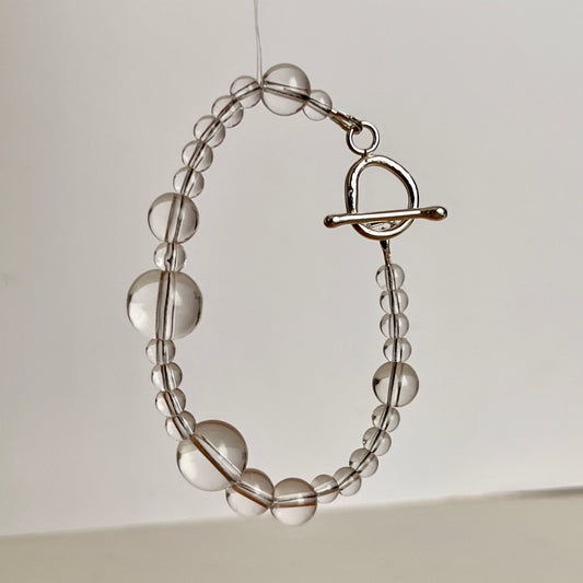 Smooth Quartz Bead Bracelet – Balance Energy Crystal Jewelry with Argentium Silver Toggle