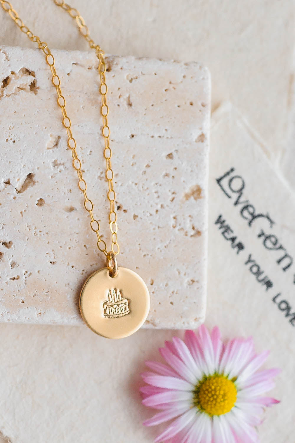 Birthday Cake Charm Necklace | 14k Gold Filled | LoveGem Studio image 1