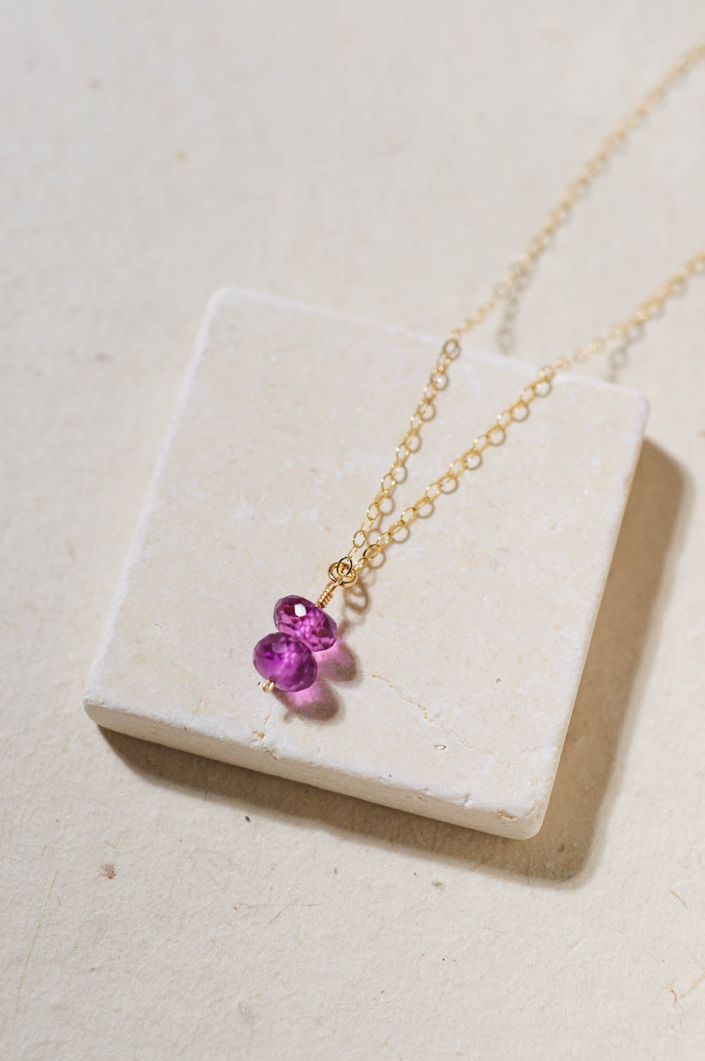Double Pink Sapphire Bead Necklace | 14k Gold Filled | LoveGem Studio image 0