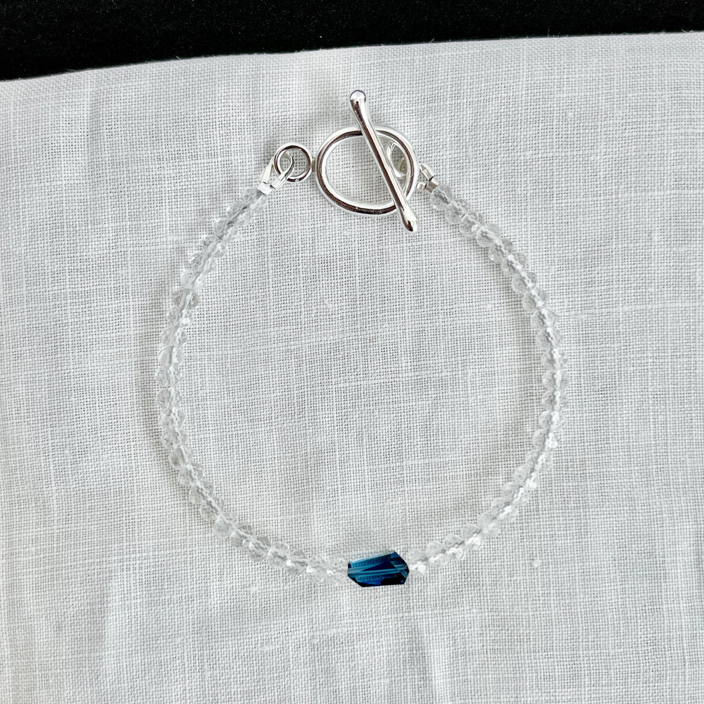 London Blue Topaz Nugget & Quartz Bracelet – Deep Ocean Jewelry with Argentium Silver Toggle