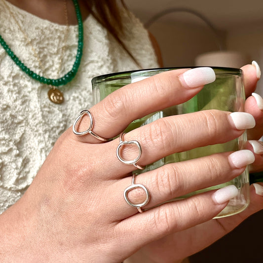 Artisan Fused Argentium Silver Ring – Unique Organic Shaped Jewelry
