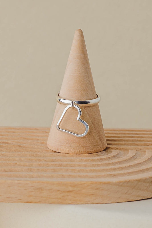 Rosalie | Dangle Heart Sterling Silver Ring | LoveGem Studio image 0