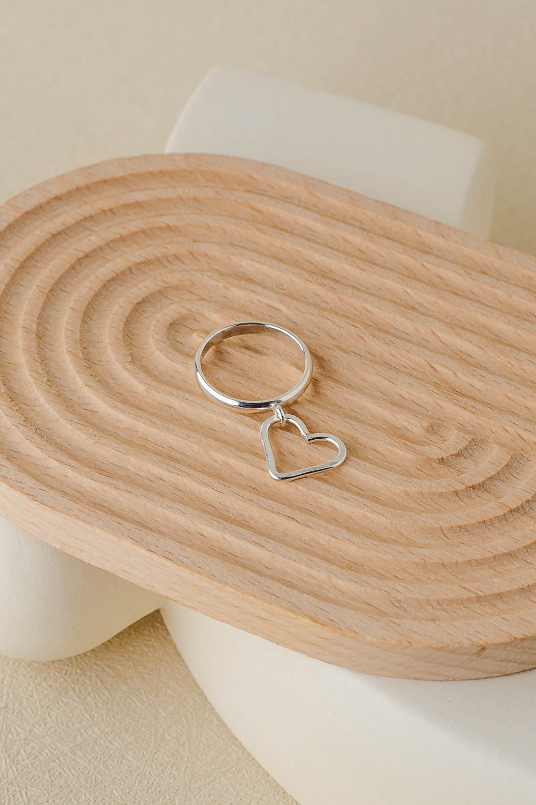 Rosalie | Dangle Heart Sterling Silver Ring | LoveGem Studio image 2