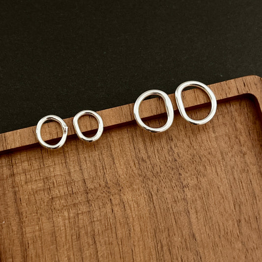 Handmade Fused Argentium Silver Earrings – Organic Shaped Ear Studs