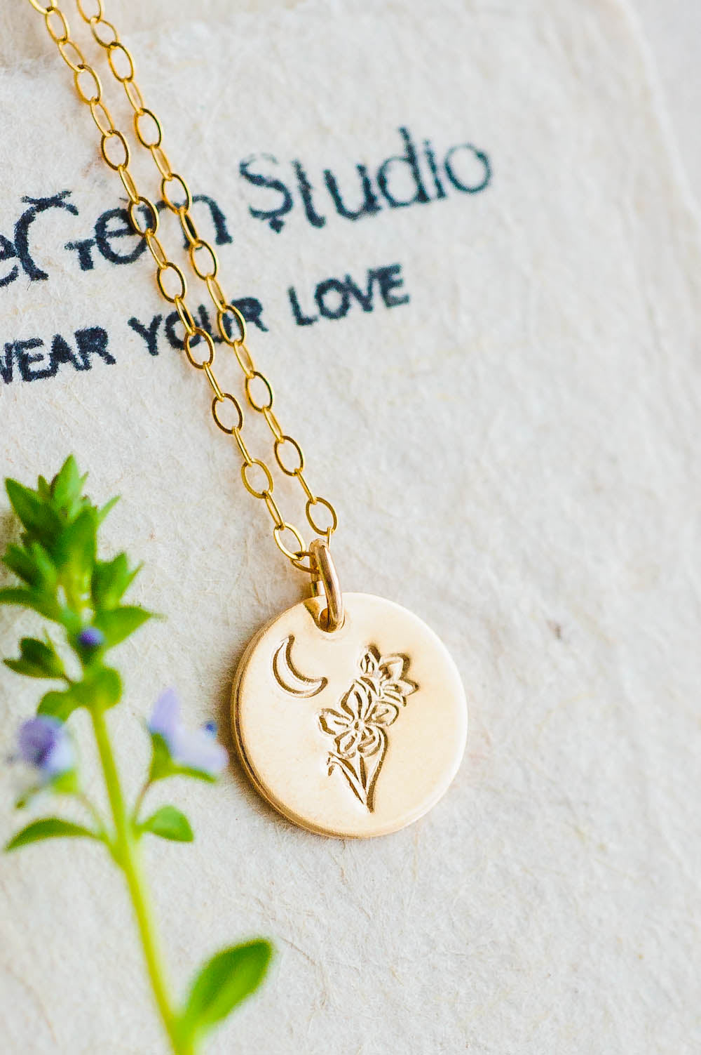Daffodil Charm Necklace | 14k Gold Filled | LoveGem Studio image 0