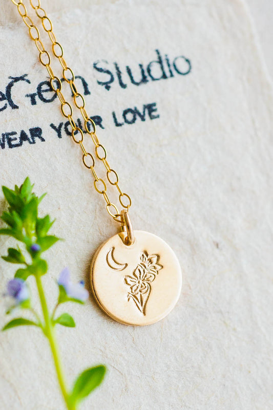 Daffodil Charm Necklace | 14k Gold Filled | LoveGem Studio image 0