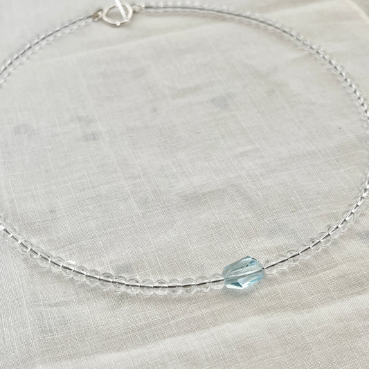 Sky Blue Topaz & Quartz Necklace – Mermaid Theme Jewelry with Argentium Silver Toggle