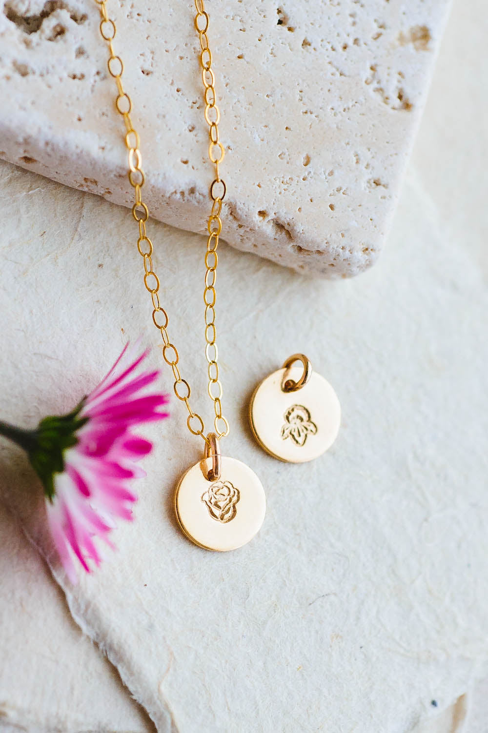 Birth Flower Charm Necklace | 14k Gold Filled | LoveGem Studio image 1