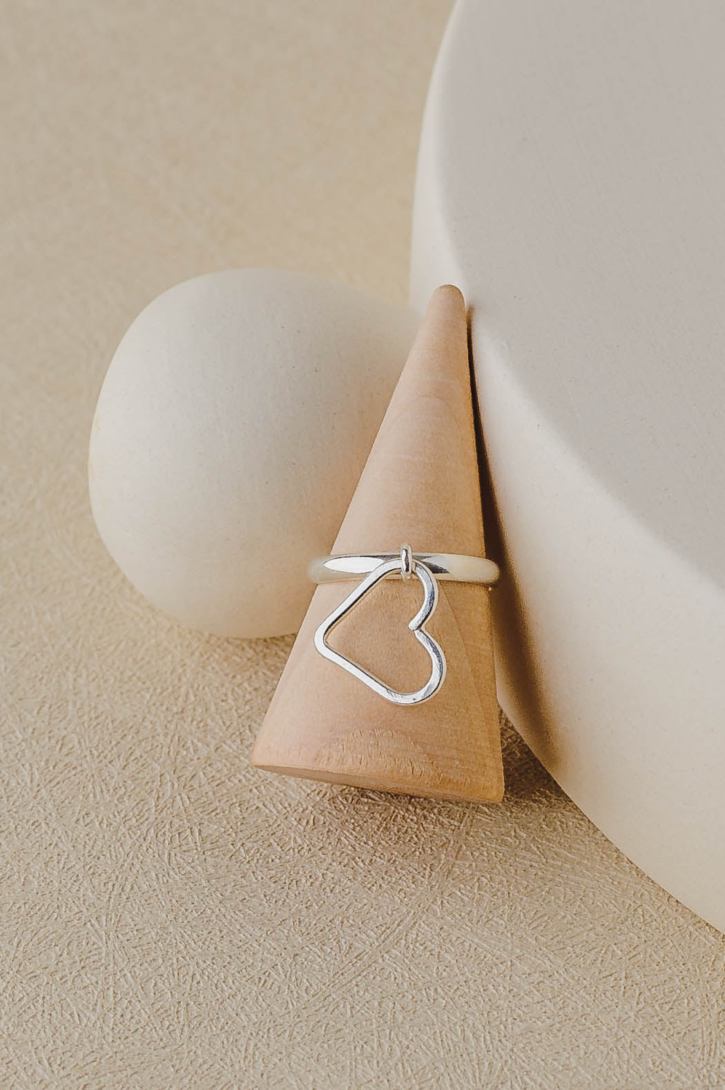 Rosalie | Dangle Heart Sterling Silver Ring | LoveGem Studio image 1