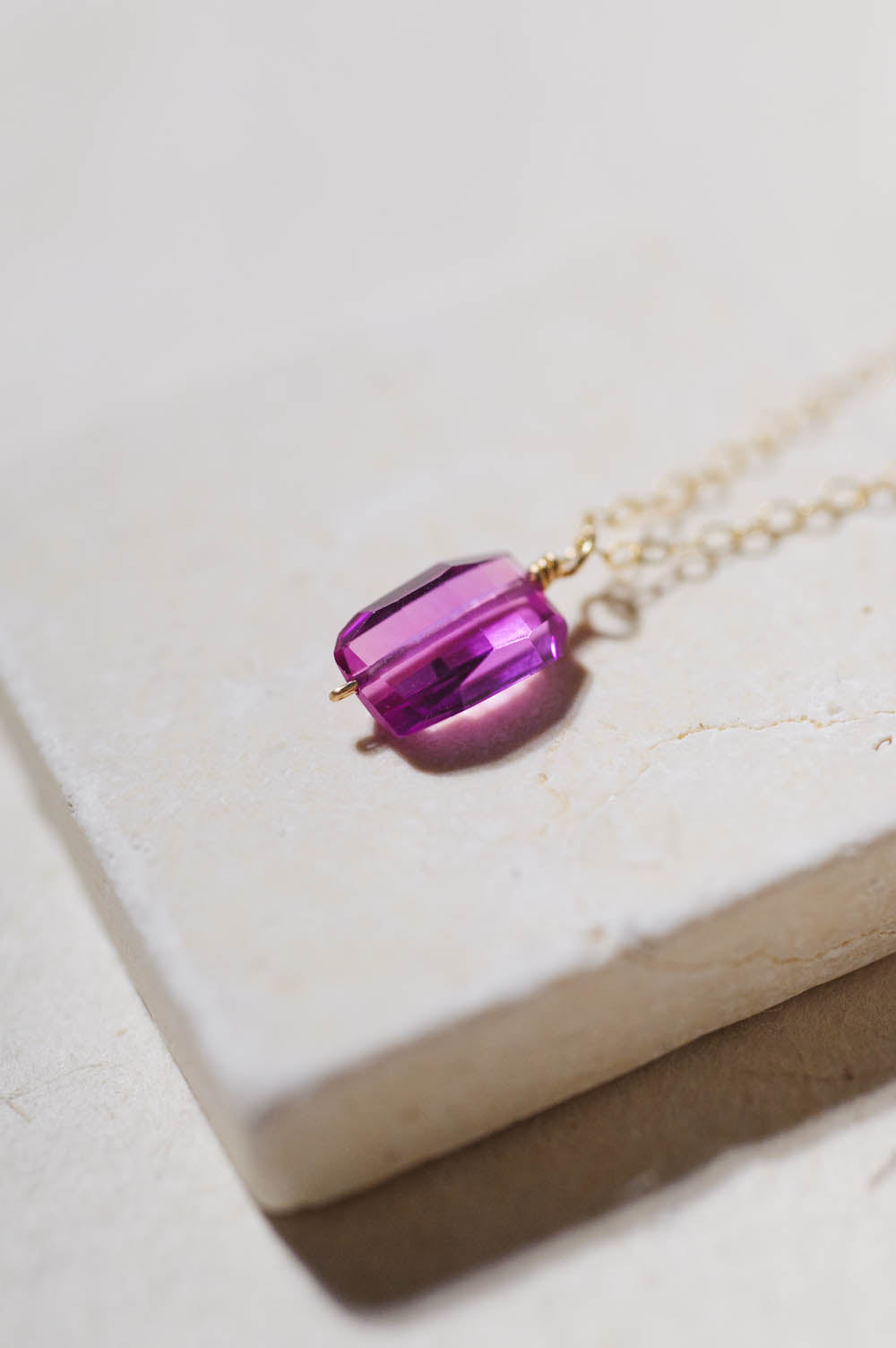 Fancy Cut Hot Pink Sapphire Necklace | 14k Gold Filled | LoveGem Studio image 1