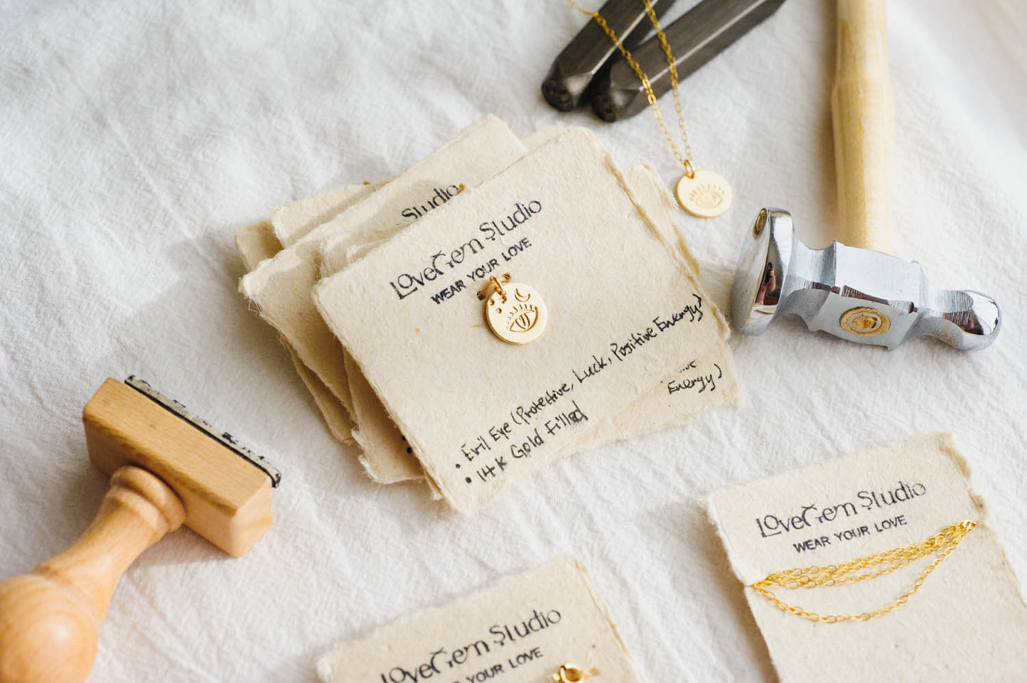 Evil Eye Charm Necklace | 14k Gold Filled | LoveGem Studio image 4