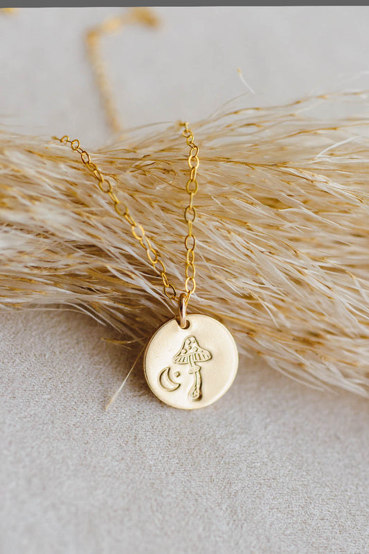 Mushroom Charm Necklace | 14k Gold Filled | LoveGem Studio image 1