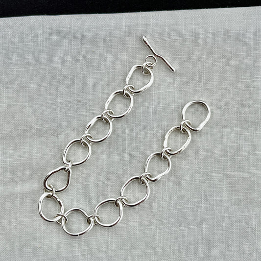 Artisan Fused Argentium Silver Chunky Bracelet – Handmade Organic Statement Jewelry