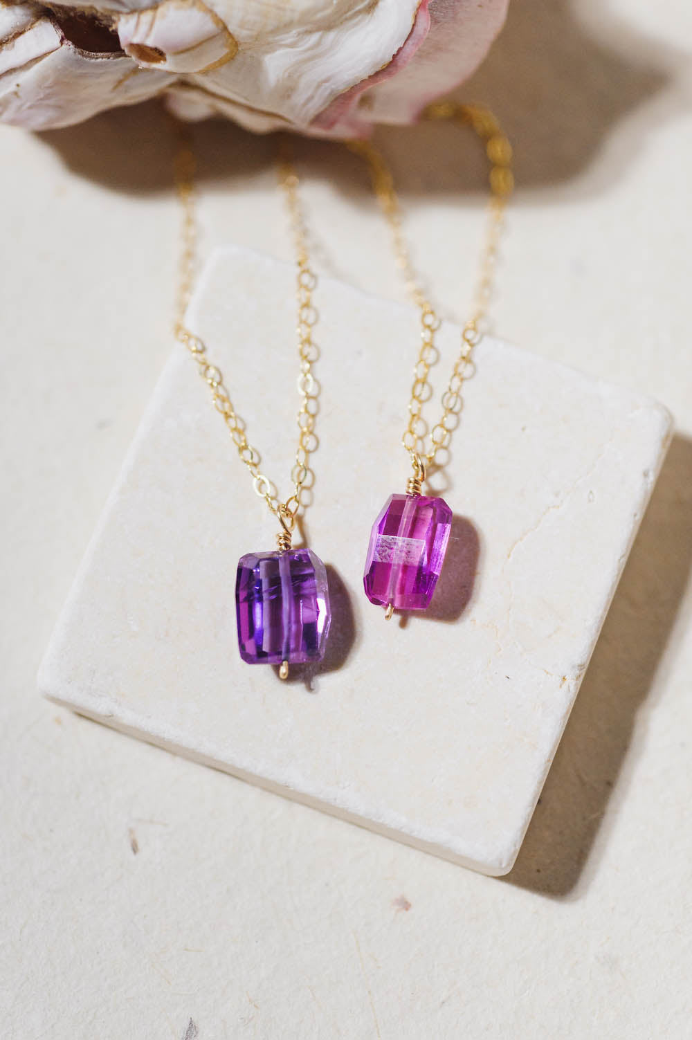 Fancy Cut Purple Sapphire Necklace | 14k Gold Filled | LoveGem Studio image 5