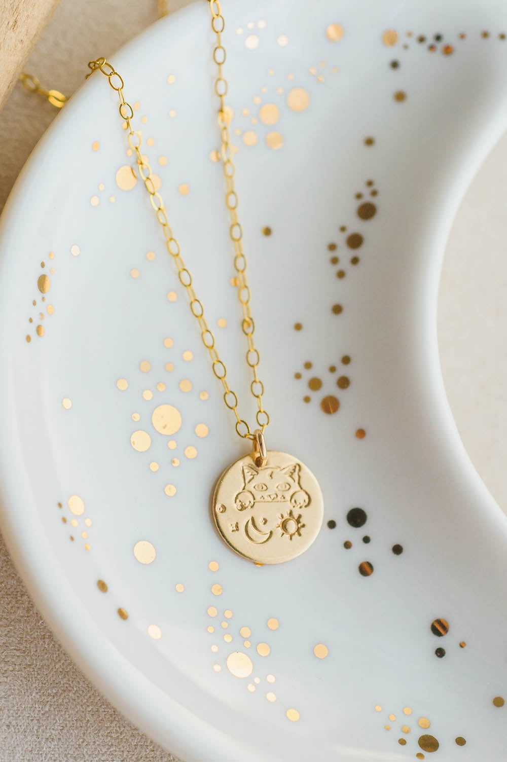 Celestial Cat Charm Necklace | 14k Gold Filled | LoveGem Studio image 1