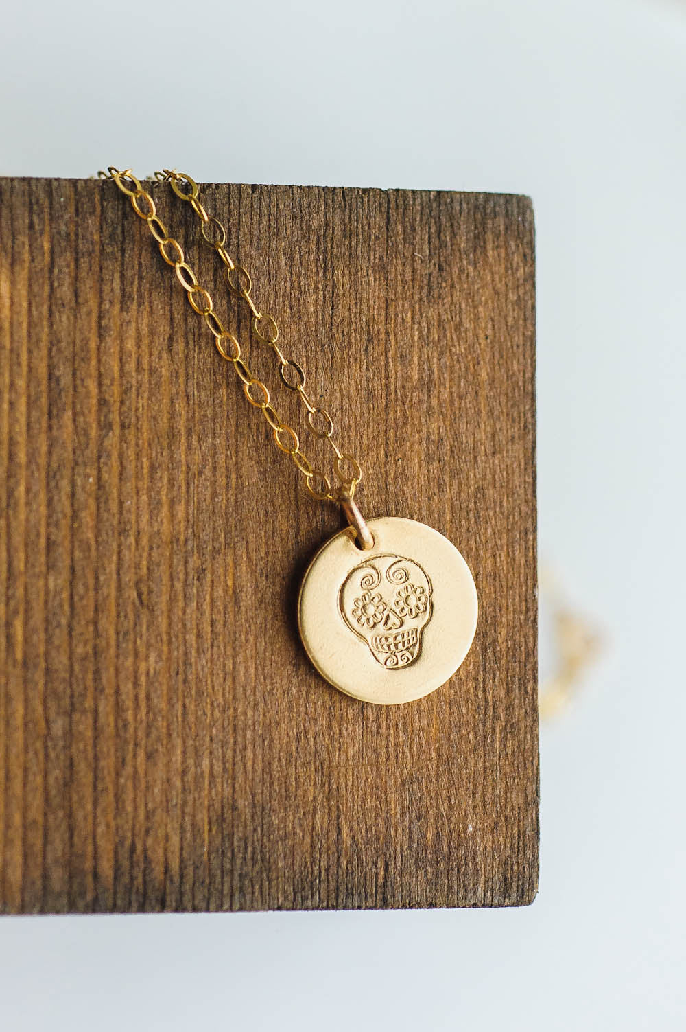 Day of the Dead Skull Charm Necklace | 14k Gold Filled | LoveGem Studio - He, Necklace (Charm + Chain) image
