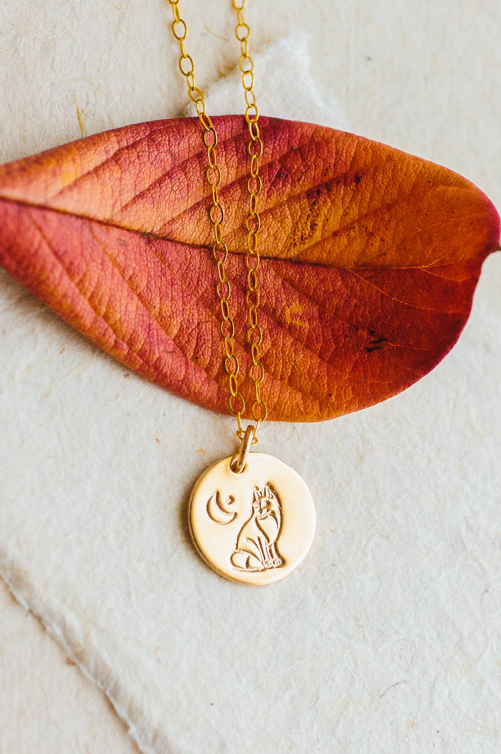 Fox Charm Necklace | 14k Gold Filled | LoveGem Studio - Fox + Moon, Necklace (Charm + Chain) image