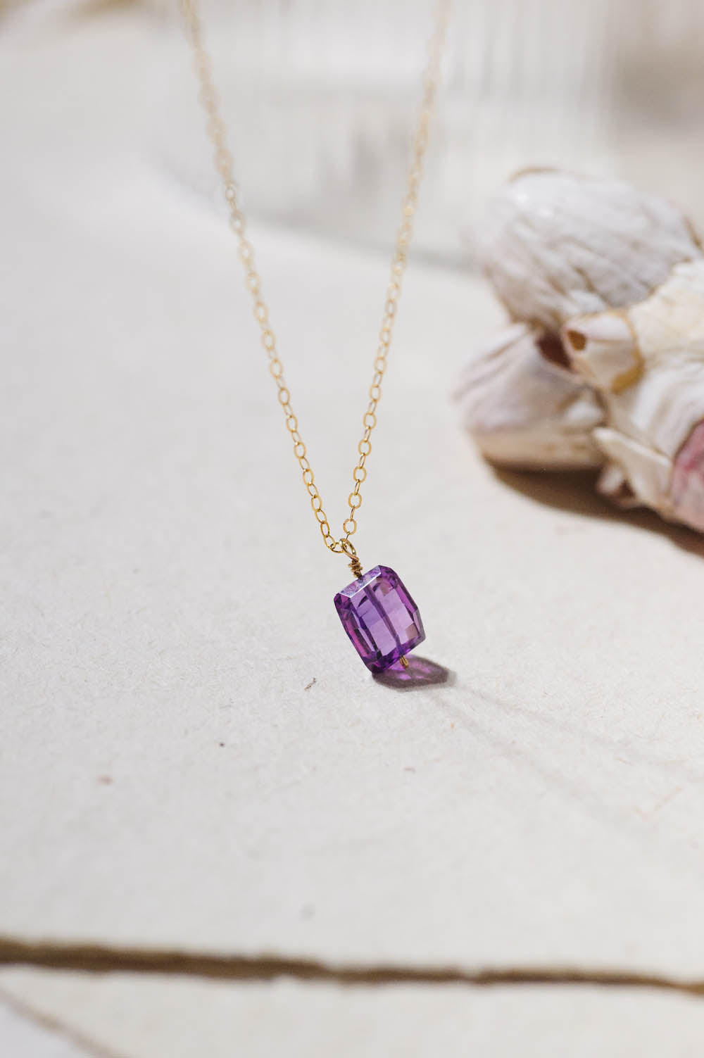 Fancy Cut Purple Sapphire Necklace | 14k Gold Filled | LoveGem Studio image 3