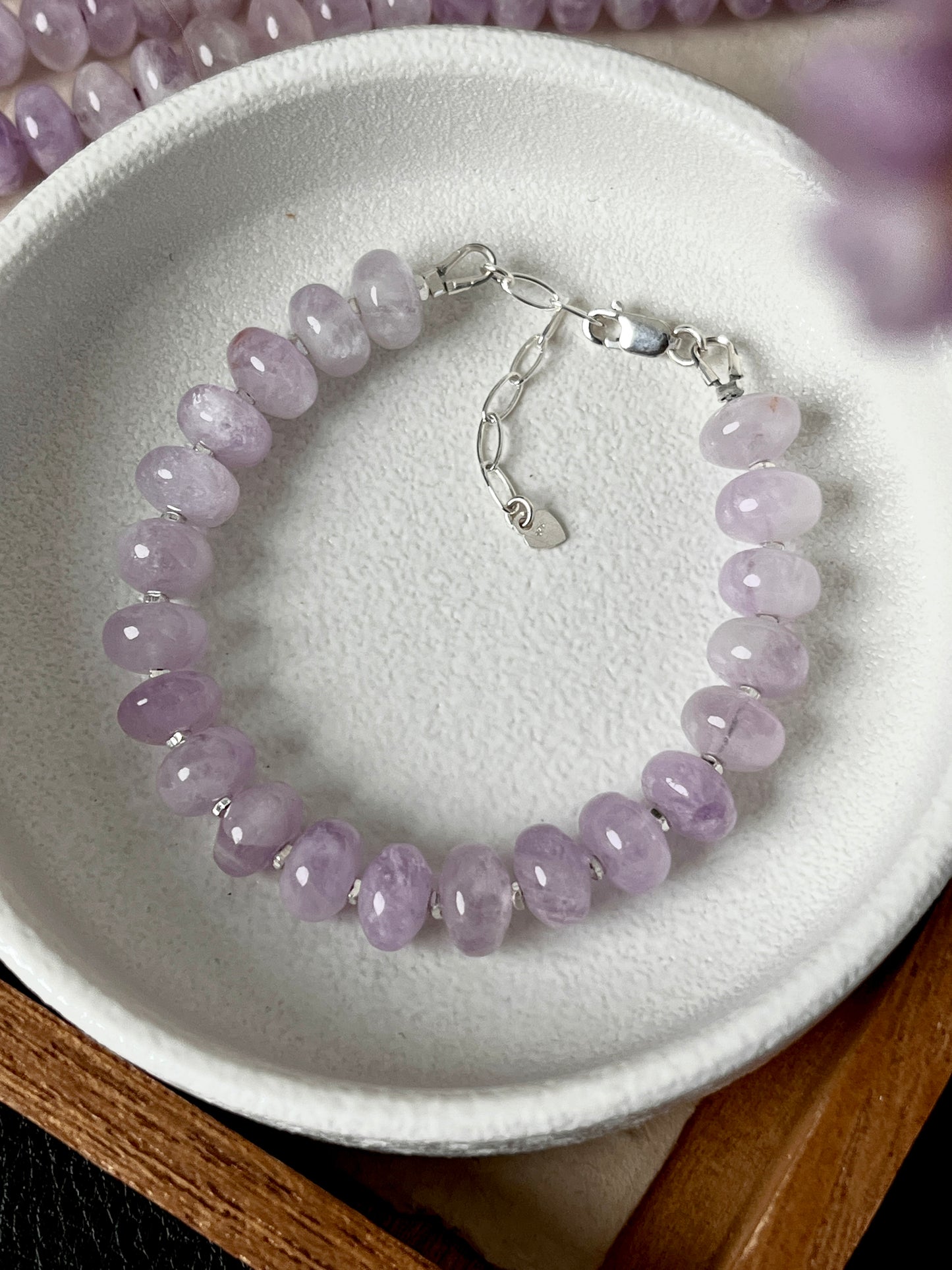 Handmade Lavender Jade Bracelet – Sterling Silver Adjustable Aura Cleanser by LoveGem Studio