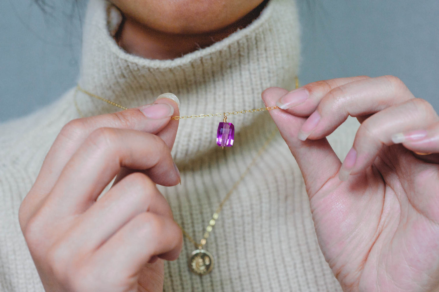 Fancy Cut Purple Sapphire Necklace | 14k Gold Filled | LoveGem Studio image 4