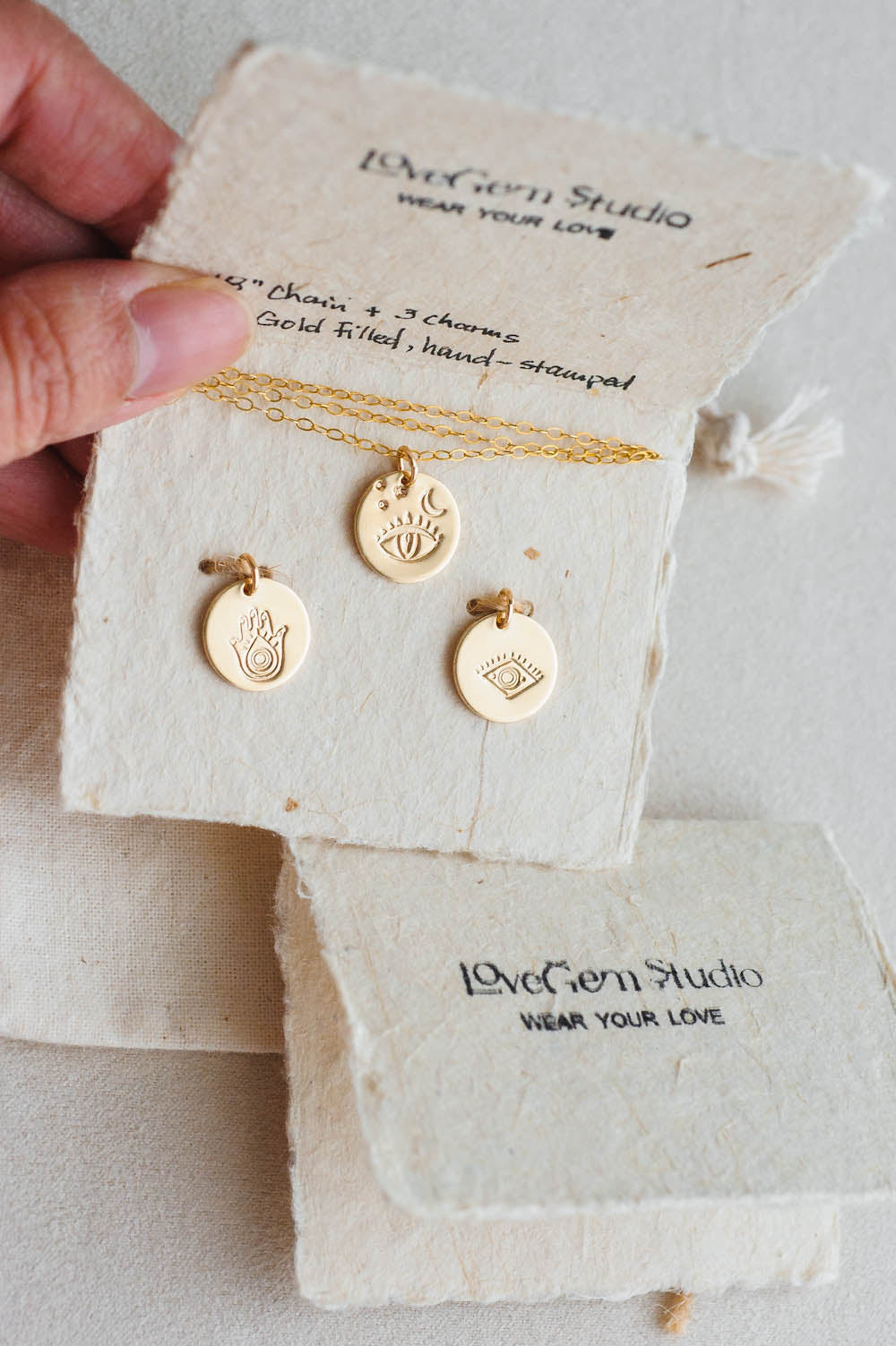 Evil Eye Charm Necklace | 14k Gold Filled | LoveGem Studio image 3