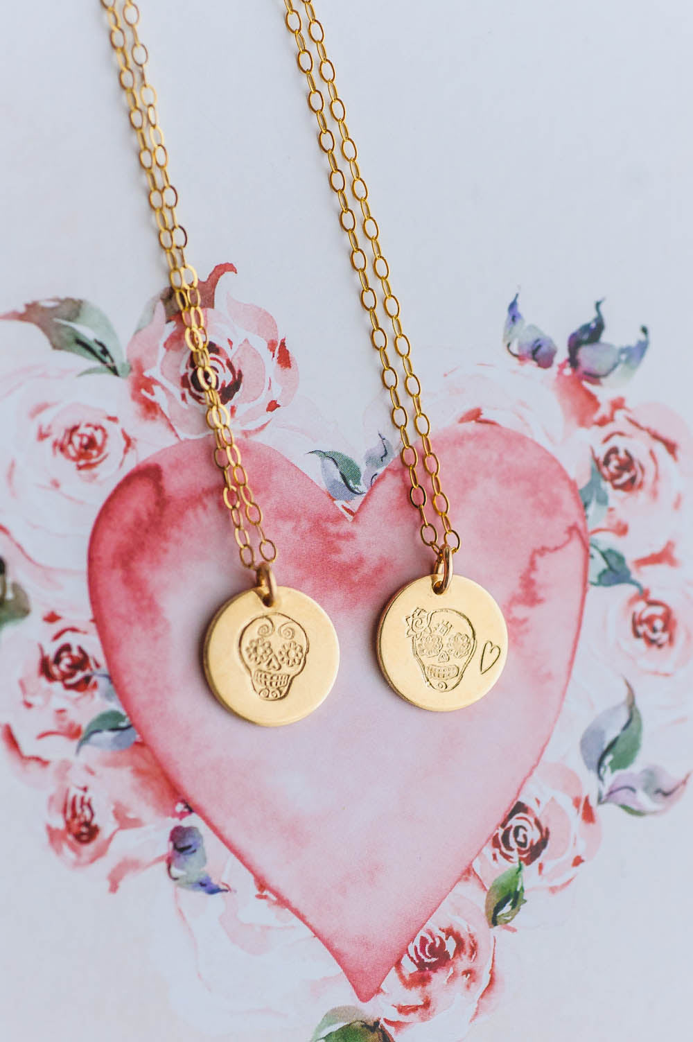 Day of the Dead Skull Charm Necklace | 14k Gold Filled | LoveGem Studio image 1