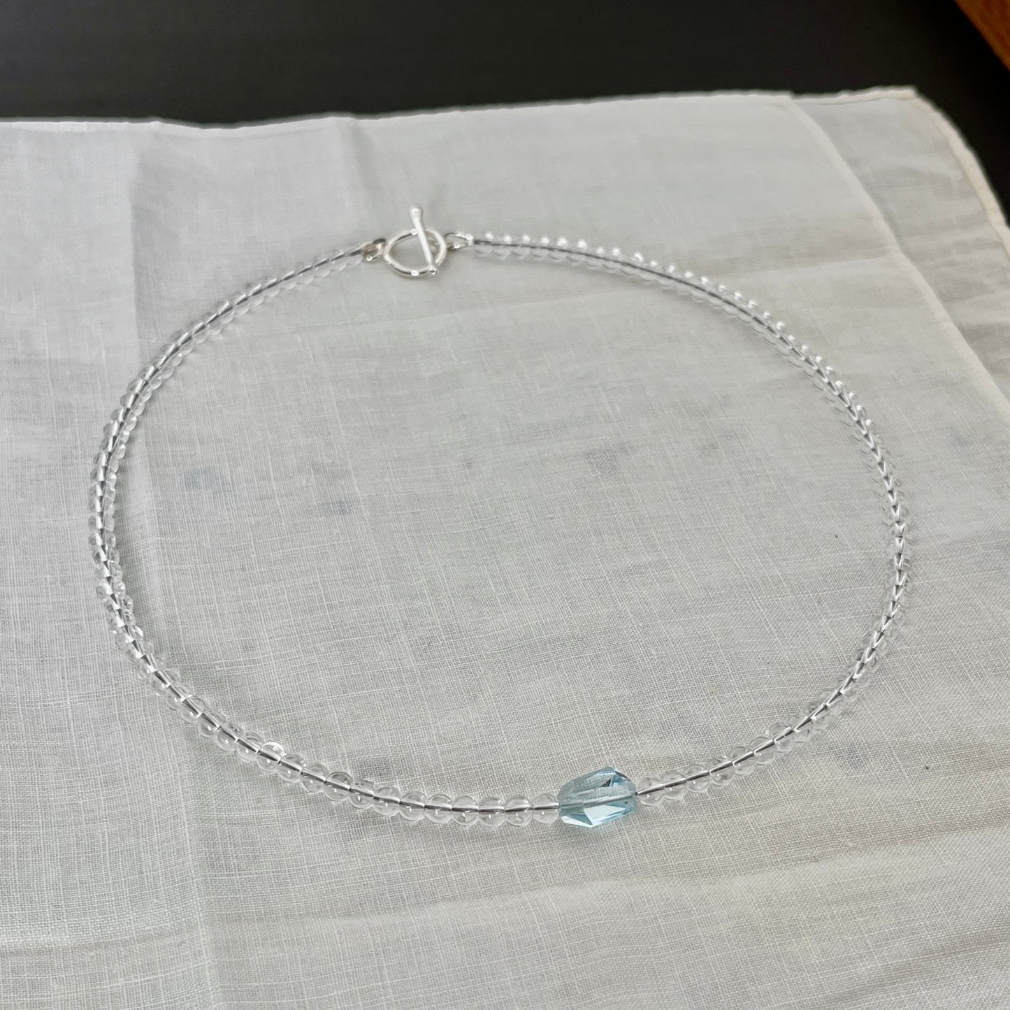 Sky Blue Topaz & Quartz Necklace – Mermaid Theme Jewelry with Argentium Silver Toggle