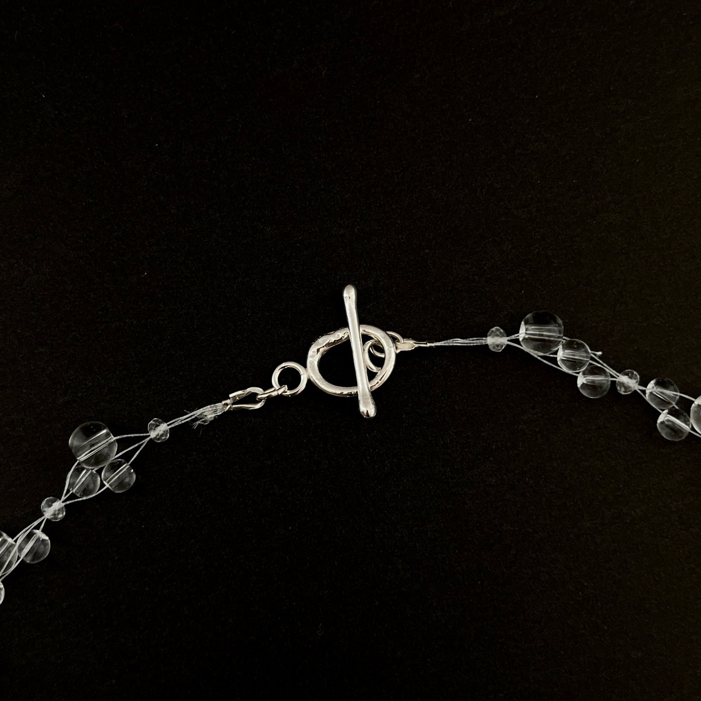 Handwoven Quartz Bead Necklace - Romantic Crystal Jewelry with Argentium Silver Toggle