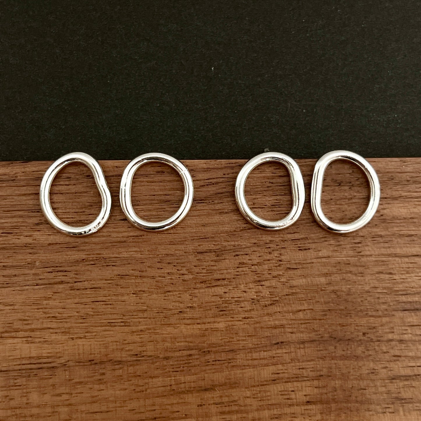 Handmade Fused Argentium Silver Earrings – Organic Shaped Ear Studs