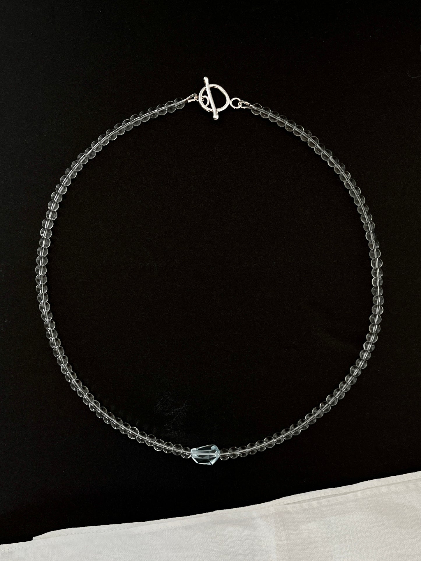 Sky Blue Topaz & Quartz Necklace – Mermaid Theme Jewelry with Argentium Silver Toggle