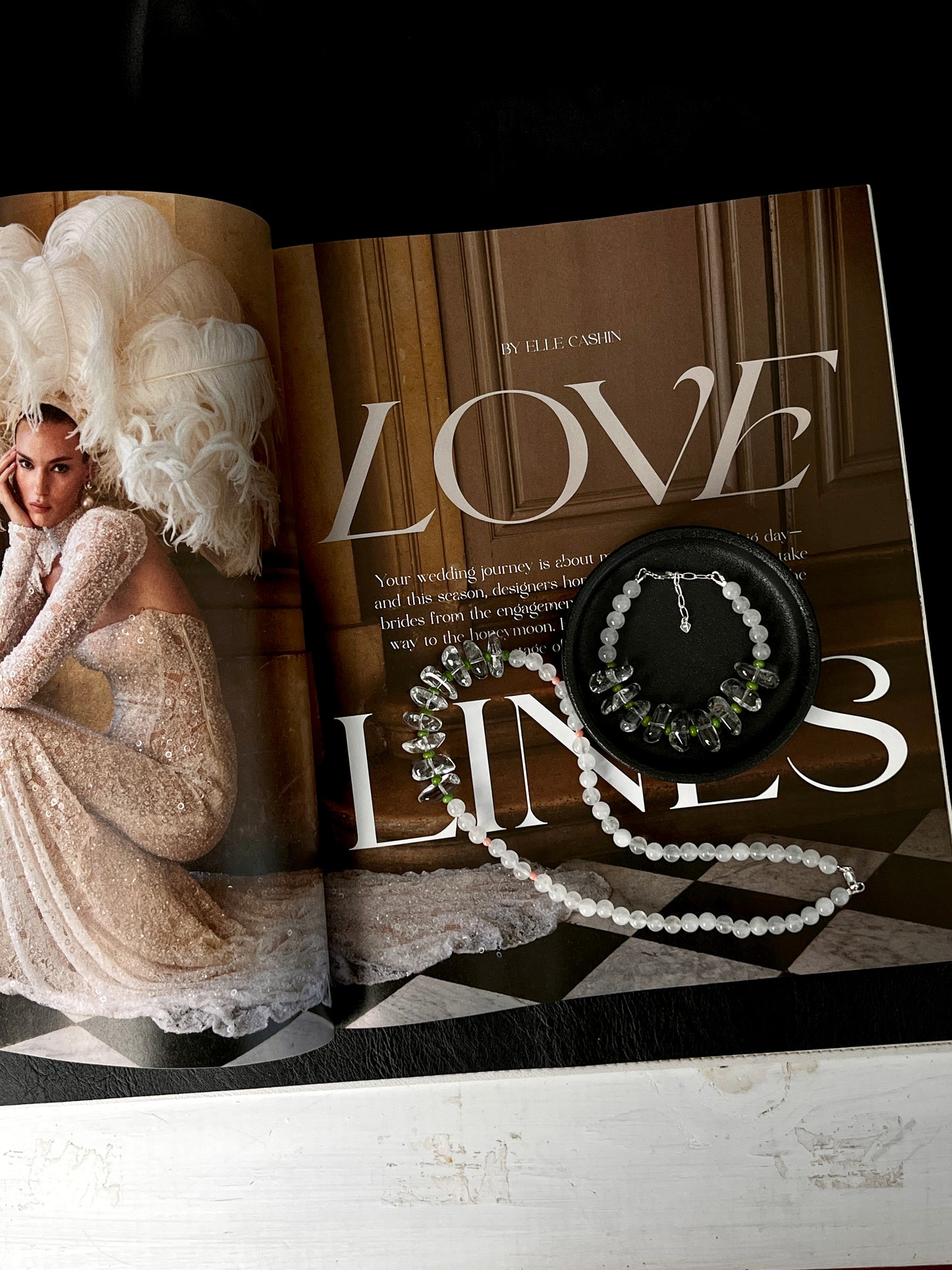 Handmade Clear Quartz Healing Bracelet - Sterling Silver with White Jade & Turquoise by LoveGem Studio