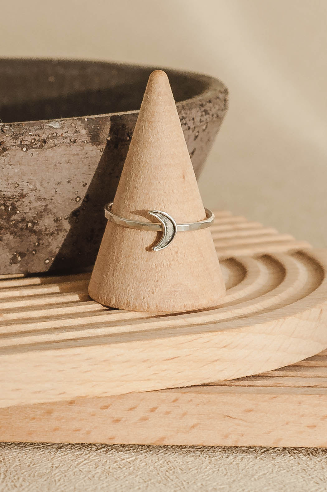 Oxidized Crescent Moon Sterling Silver Ring – Darkened Celestial Jewelry by LoveGem Studio