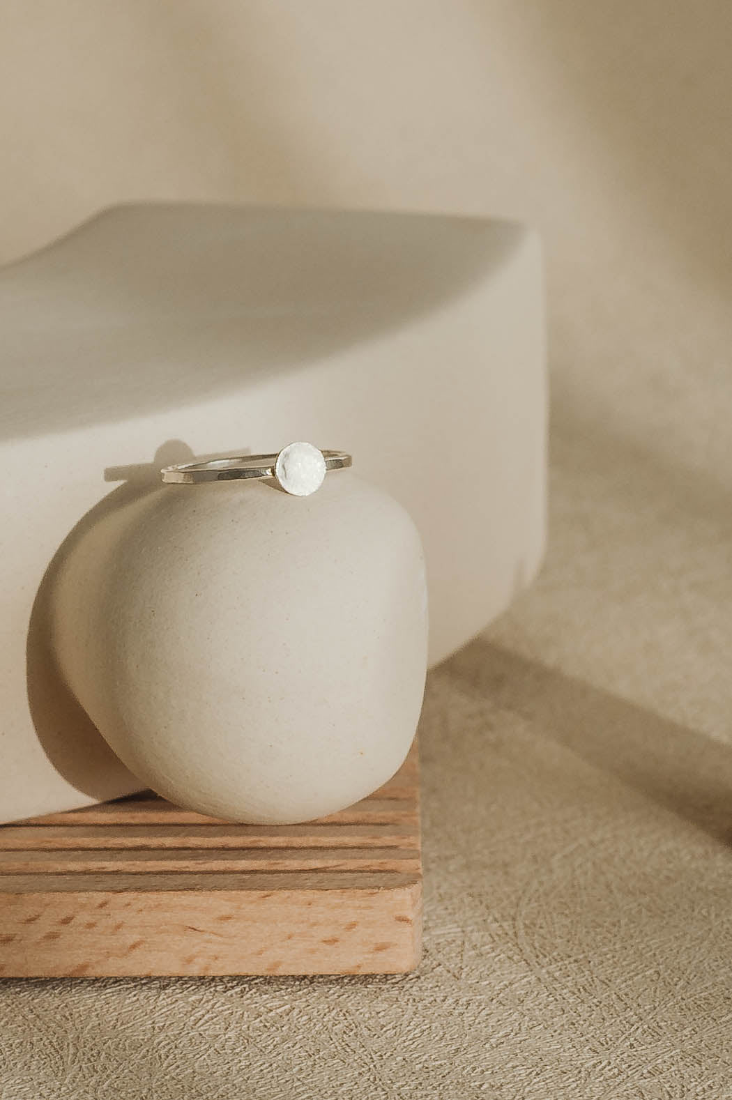 Hand-Forged Full Moon Sterling Silver Ring – Celestial Hammered Band by LoveGem Studio