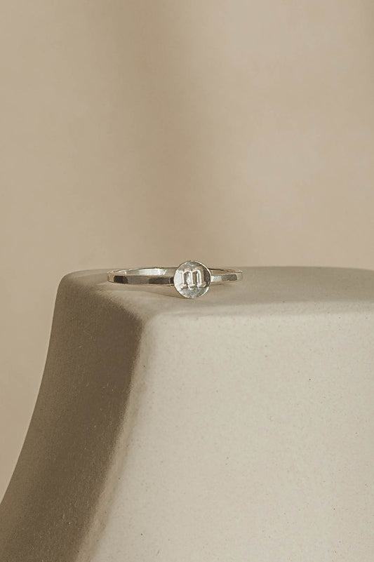 Handstamped Initial Sterling Silver Ring – Personalized 5mm Disc Ring by LoveGem Studio