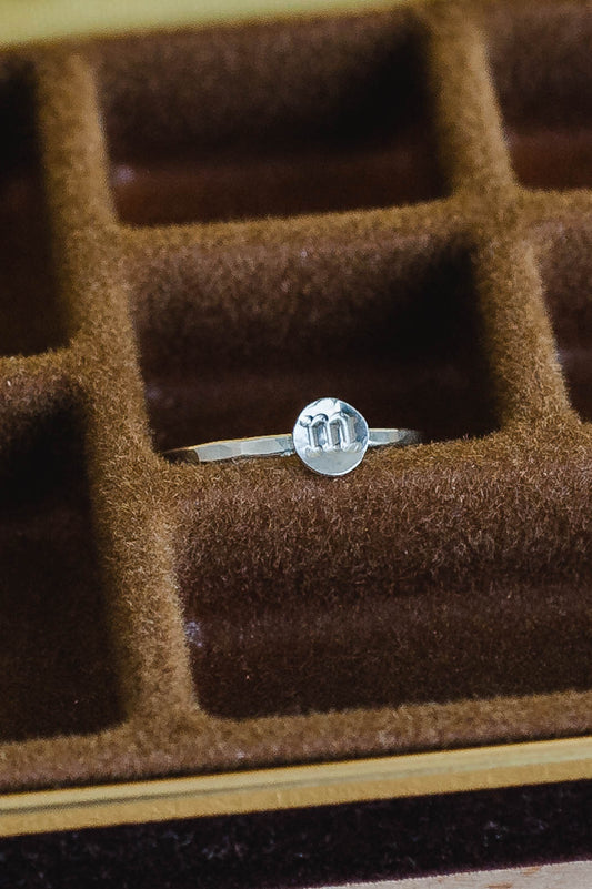 Handstamped Initial Sterling Silver Ring – Personalized 5mm Disc Ring by LoveGem Studio