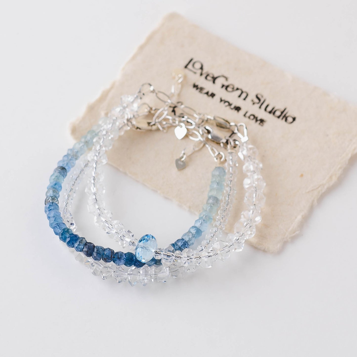 Herkimer Diamond & Crystal Bead Bracelet – Adjustable High-Vibration Jewelry by LoveGem Studio