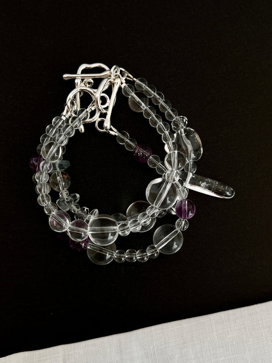 Quartz & Amethyst Bracelet – Dual Energy Gemstone Jewelry with Argentium Silver Toggle