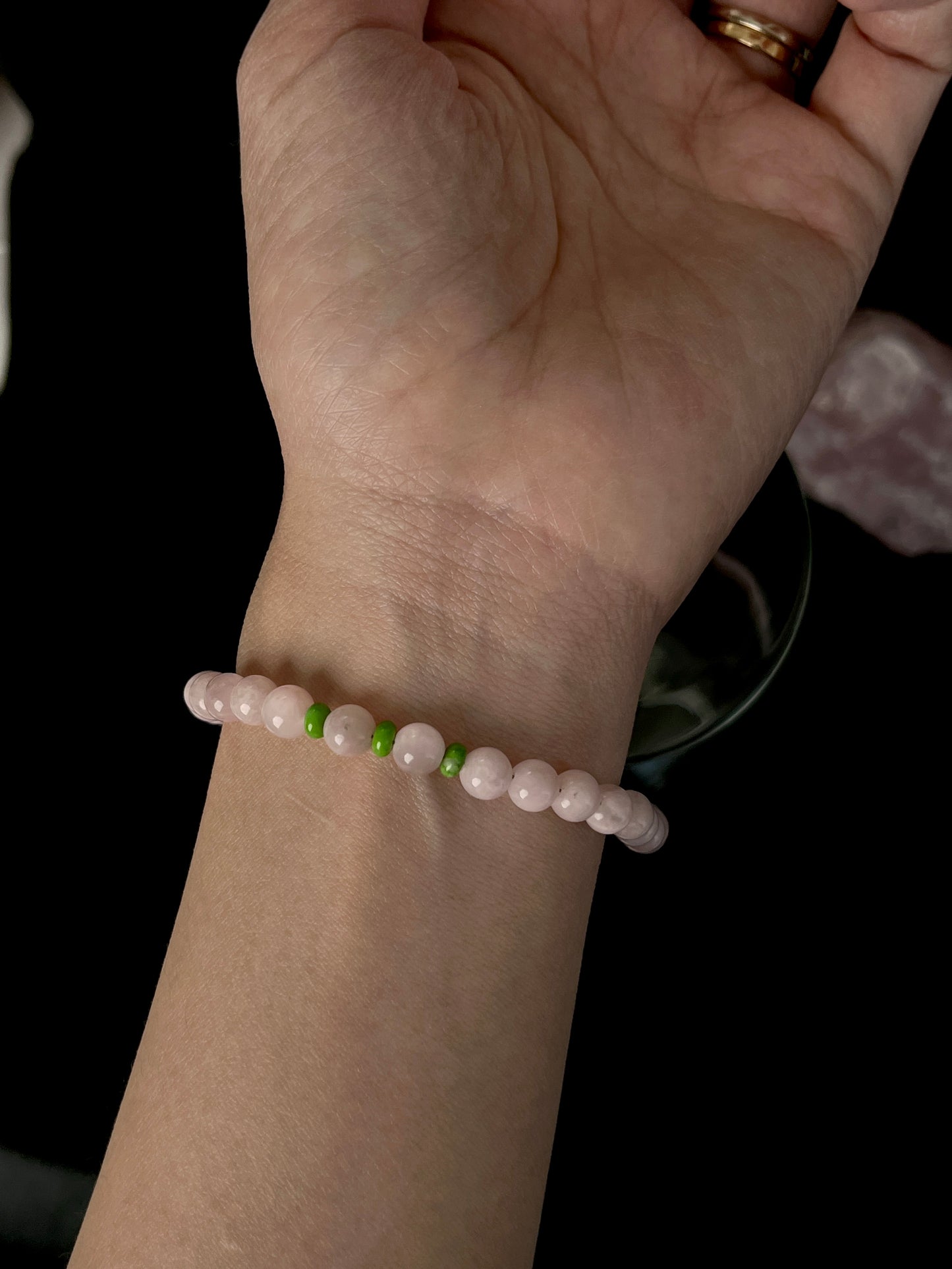 Handmade Pink Opal Bracelet – Sterling Silver with Turquoise Adjustable Healing Jewelry by LoveGem Studio