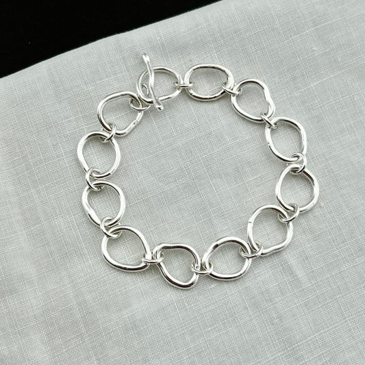 Artisan Fused Argentium Silver Chunky Bracelet – Handmade Organic Statement Jewelry