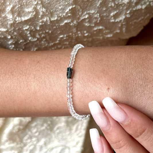 London Blue Topaz Nugget & Quartz Bracelet – Deep Ocean Jewelry with Argentium Silver Toggle