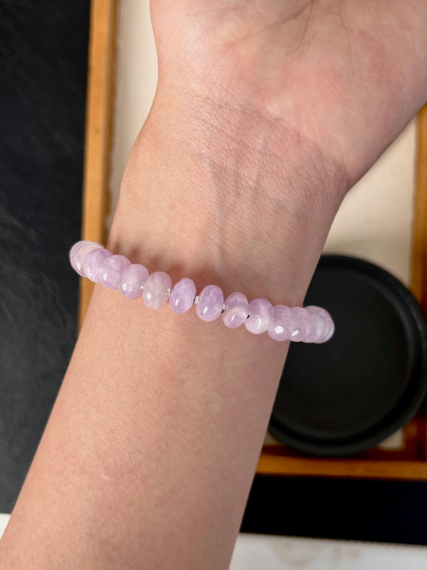 Handmade Lavender Jade Bracelet – Sterling Silver Adjustable Aura Cleanser by LoveGem Studio