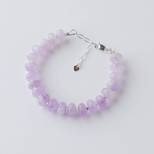 Handmade Lavender Jade Bracelet – Sterling Silver Adjustable Aura Cleanser by LoveGem Studio
