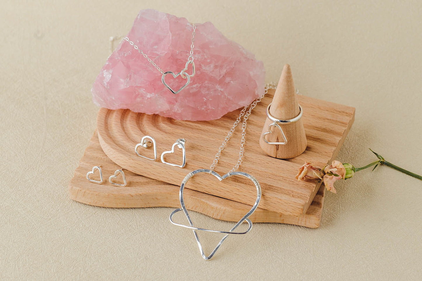 Dangle Heart Sterling Silver Ring – Handmade Moving Charm Ring by LoveGem Studio