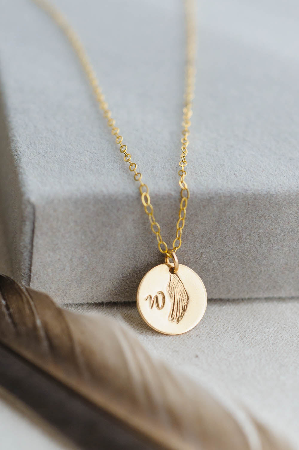 Angel Wing Charm Necklace | 14k Gold Filled | LoveGem Studio - B, Necklace (Charm + Chain) image