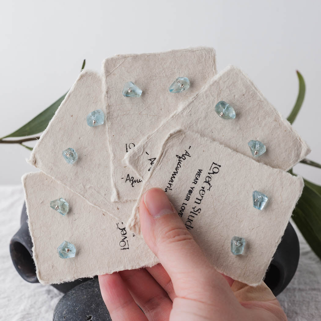 Isla | Aquamarine Stud Earrings | LoveGem Studio image 2
